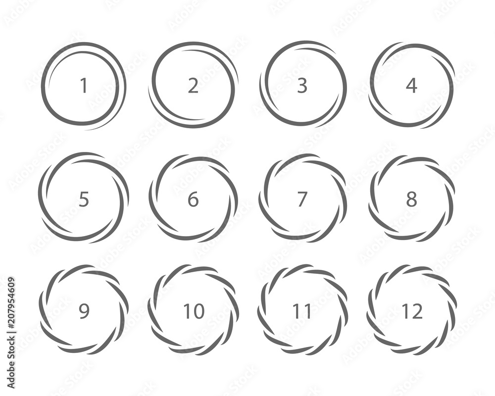 Poster spiral ring frame twist circles swirl design element set for logo