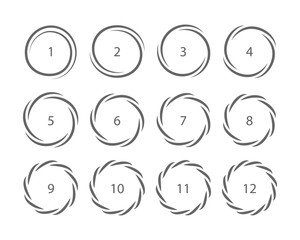 Fototapeta premium Spiral ring frame twist circles swirl design element set for logo