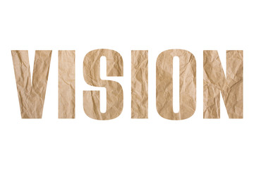 VISION word with wrinkled paper texture