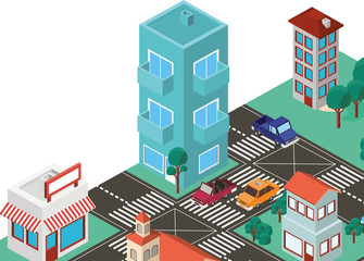 city scape isometric scene vector illustration design