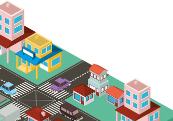 city scape isometric scene vector illustration design