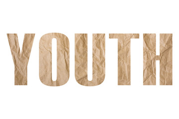 YOUTH word with wrinkled paper texture
