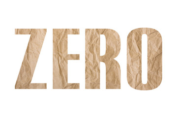 ZERO word with wrinkled paper texture