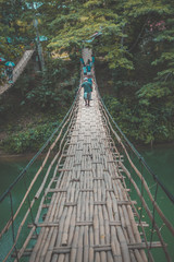 Fototapeta na wymiar Hanging Bamboo bridge in Cebu, Philippines