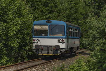 Small diesel train in Jablonec nad Jizerou town