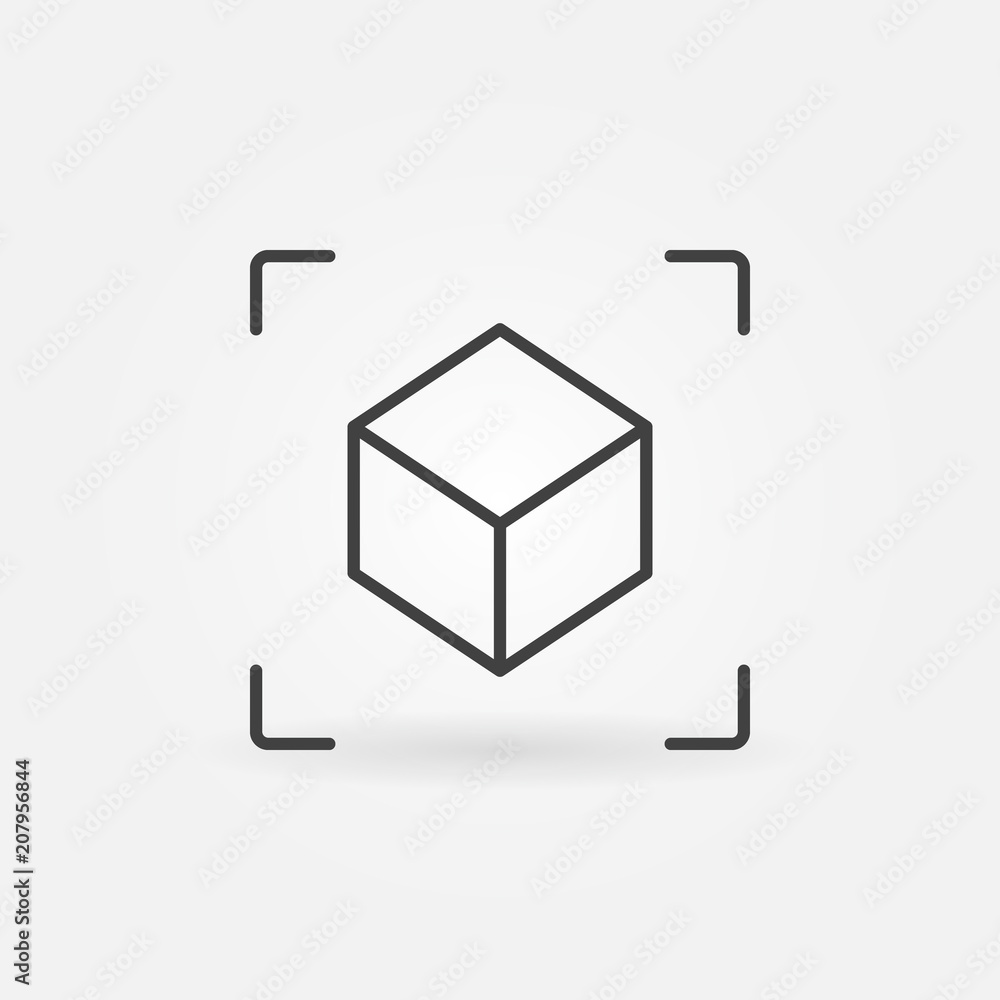 Poster ar cube linear icon. vector augmented reality symbol