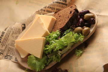 Slices of cheese arranged in a specific way