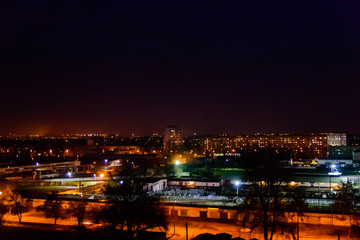 Fototapeta premium View on the midnight city Kremenchug, Ukraine