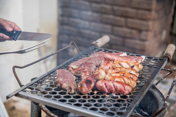 Churrasco com carne