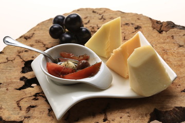 Slices of cheese arranged in a specific way