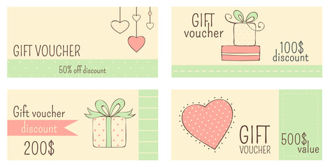 Collection of horizontal gift vouchers