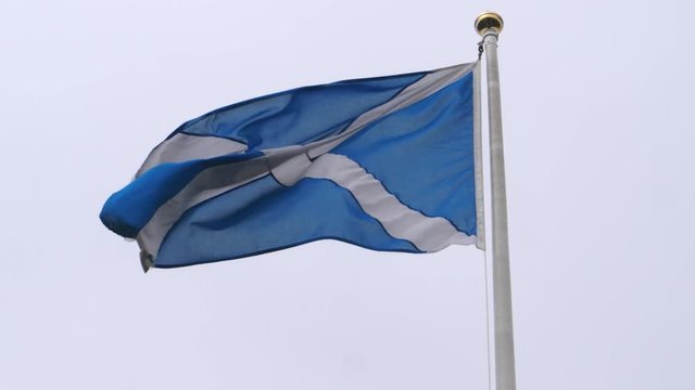 scottish flag waving waving in slow motion 4k 10 bit colours