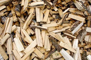 Wood chopping for heating the house in winter
