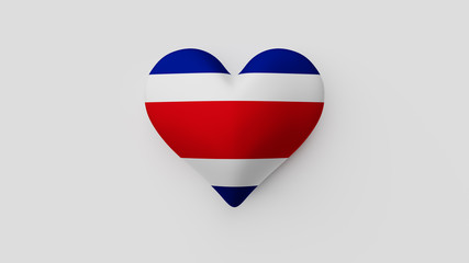 Corazón bandera Costa Rica. 3D