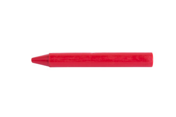 Red wax crayons isolated on white background. clipping path