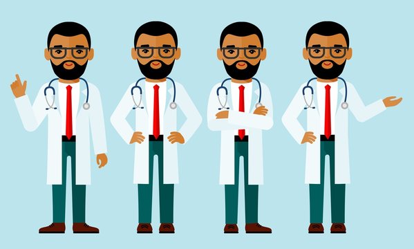 Set of  arab medical people, muslim doctor. 
 Vector illustration diversity practitioner, physician, nurse.
