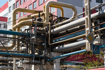 Industrial pipes outside building