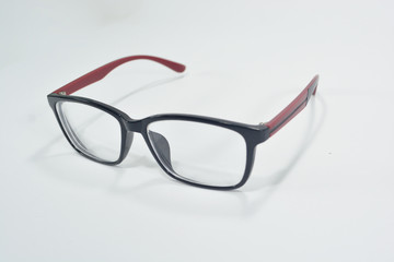 Eyeglasses black and red isolated on white background