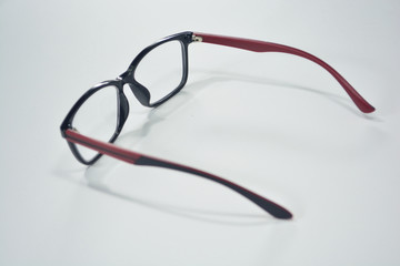 Eyeglasses black and red isolated on white background