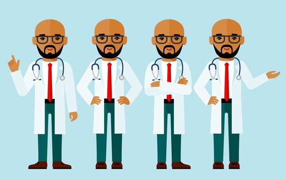 Set of  arab medical people, muslim doctor. 
 Vector illustration diversity practitioner, physician, nurse.
