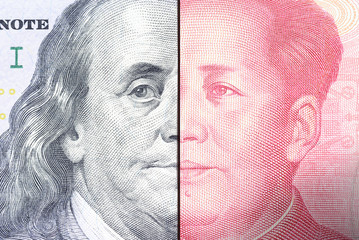 Serious trade tension or trade war between US and China, financial concept : Notes of USA and China...