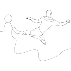 Continuous Line Soccer Player kicking a ball