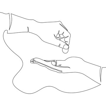 recommend clip art: Helping hand concept give alms continuous line