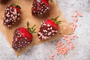 Strawberry in chocolate, delicious dessert