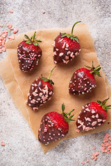 Strawberry in chocolate, delicious dessert