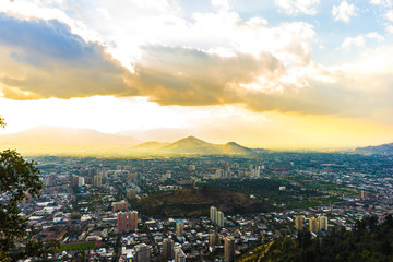 Panoramic view of the city and the mountains on December 23, 2015 in Santiago de Chile, Chile.