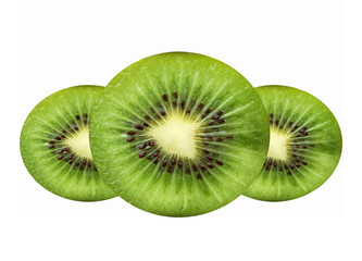 kiwis sobre fondo blanco, fruta, bodegón.