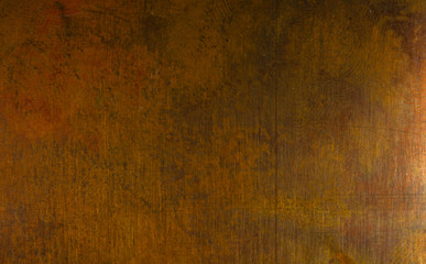 Aged copper plate texture, old worn metal background.