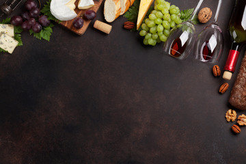 Wine, grape and cheese