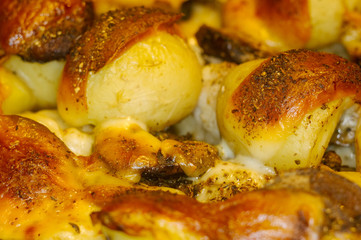 baked in the oven potatoes, cauliflower, mushrooms