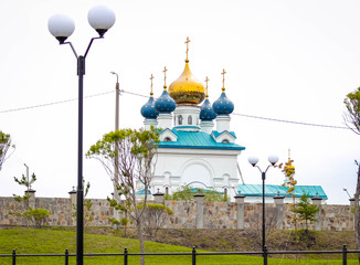 Christian Church with domes in Russia