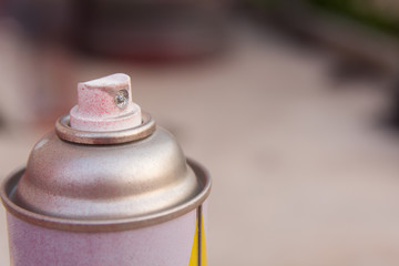 close up head aluminum spray paint can. with copy space