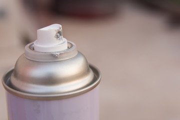 close up head aluminum spray paint can. with copy space