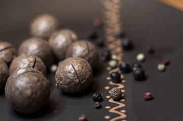 macadamia, Australian nut in a ceramic plate