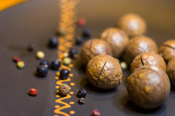 macadamia, Australian nut in a ceramic plate