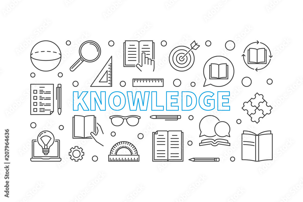 Poster knowledge vector horizontal banner in outline style