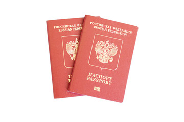 two foreign passports on a white background, isolate