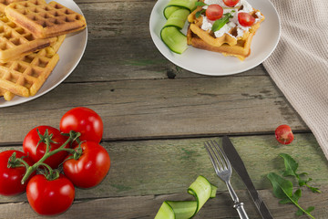 waffles with vegetables for breakfast