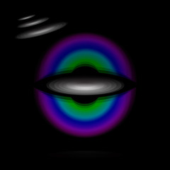 Abstraction with the image of a rainbow planet. Psychedelic. Vector graphics