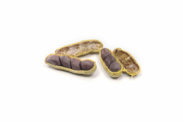 The Closeup of boil peanut on white background