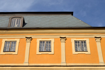 Fragment of facade of Menshikov Palace in Saint Petersburg.