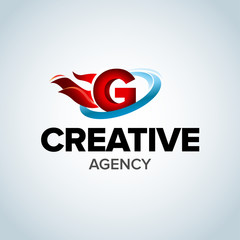 Fire Letter G logo template. Burning flame design element vector illustration. Corporate branding identity. Creative Fire logotype template. Isolated vector illustration.