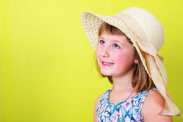 smiling girl with straw hat