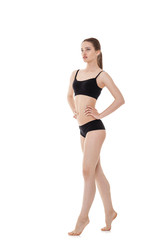 Obraz premium woman with perfect sporty body in black lingerie