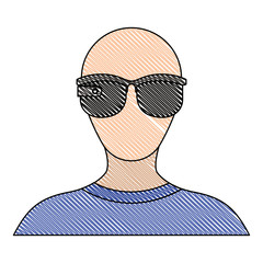 user with reality virtual mask technology and cube vector illustration design
