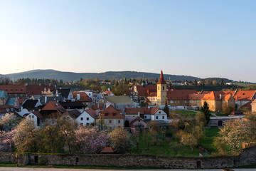Fototapeta na wymiar Beautiful panoramic view of The Monastery of the Minorites in Cesky Krumlov, Czech Republic.